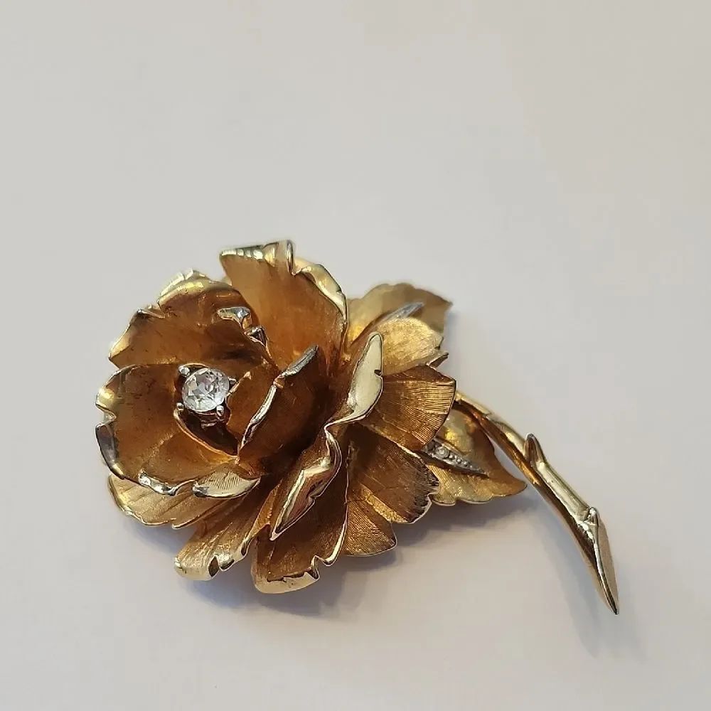 RARE Collecters Brooch French Designer Marcel Boucher Floral Rhinestone Brooch